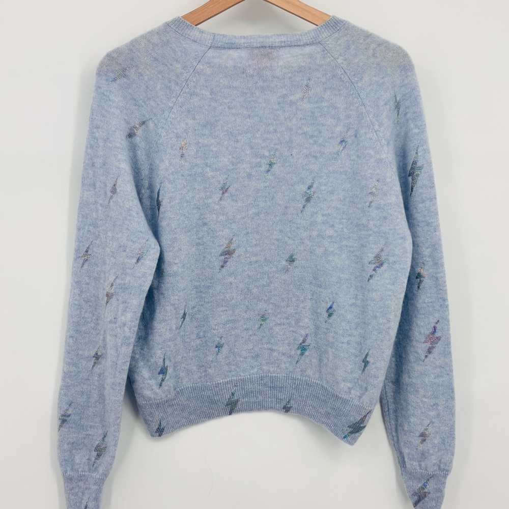 Brodie 100 % cashmere lightning Bolt iridescent jumper sweater Sz S celestial - Picture 2 of 10